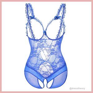 Plus Size Lace Bodysuit Nightie Open Cup Crotchless Design